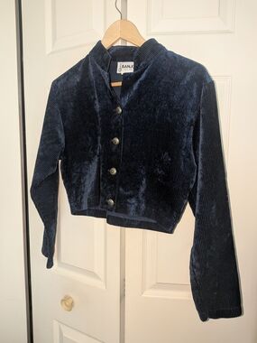 BANJO Vintage Navy Corduroy Cropped Blazer